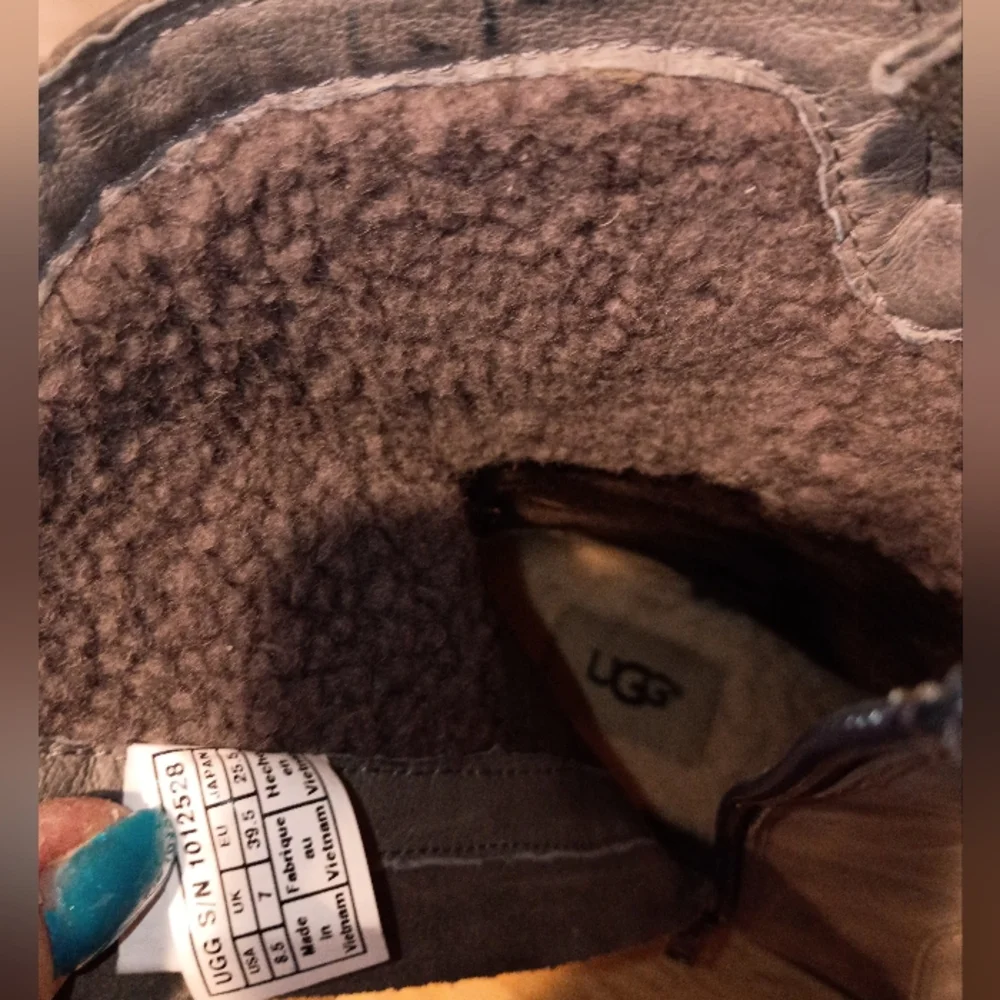 UGG Women's‎ Soft Gray Leather Wedge Boots- Waterproof